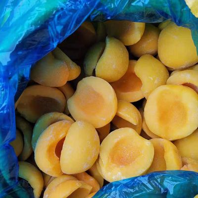IQF Organic Yellow Peach Halves Frozen Fruits Sweet Taste Bulk Packaged Preserved Water Pulp Whole Cubes Dice Halve Available